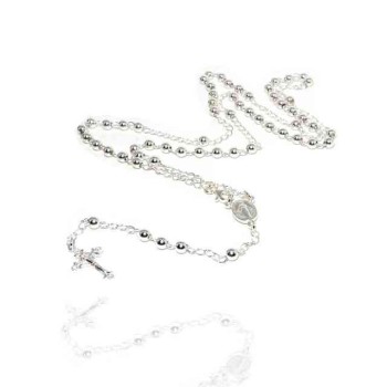 RMB|NALBORI Collana Rosario Argento 925 a Y palline 4 mm 60 cm