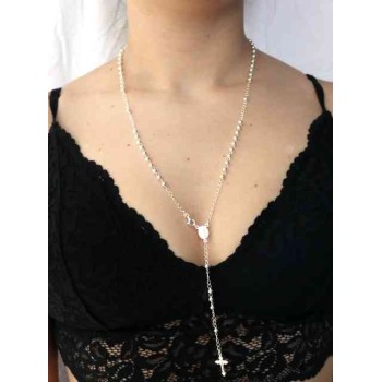 RMB|NALBORI Collana Rosario Argento 925 a Y palline 4 mm 60 cm