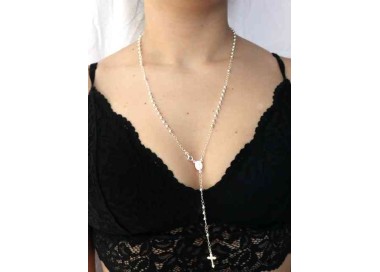 RMB|NALBORI Collana Rosario Argento 925 a Y palline 4 mm 60 cm