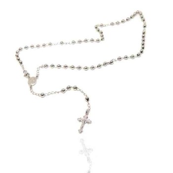 RMB|NALBORI Rosary necklace in 925 silver with rhodium-plated balls 4 mm 45 cm