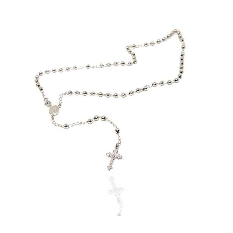 RMB|NALBORI Rosary necklace in 925 silver with rhodium-plated balls 4 mm 45 cm