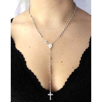 RMB|NALBORI Rosary necklace in 925 silver with rhodium-plated balls 4 mm 45 cm
