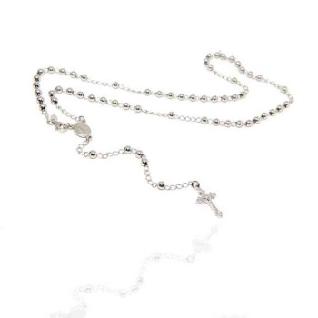 RMB|NALBORI Rosary necklace in 925 silver with rhodium-plated balls 4 mm 50 cm
