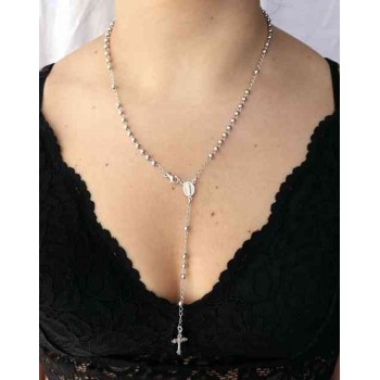 RMB|NALBORI Rosary necklace in 925 silver with rhodium-plated balls 4 mm 50 cm