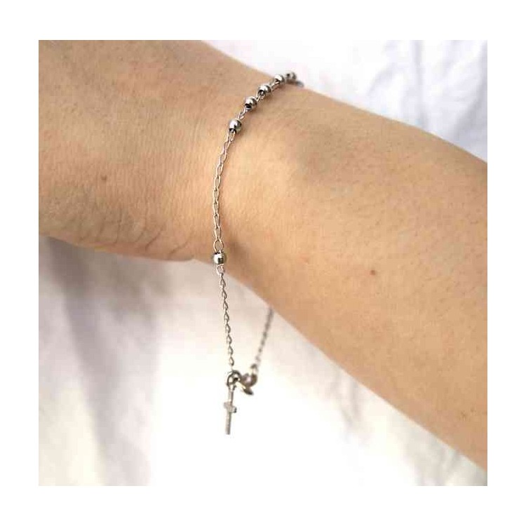 RMB|NALBORI 925 silver rosary bracelet 3 mm balls simple 18.00 cm