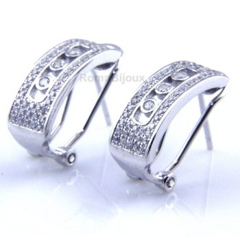 RMB|925 sterling silver earrings with omega binary central locking with 3 zircons from 1 mm