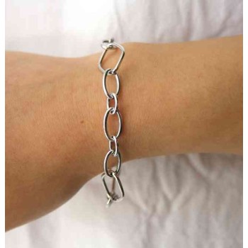 RMB|Woman bracelet in 925 silver oval and rhombus wrist 16.5 cm