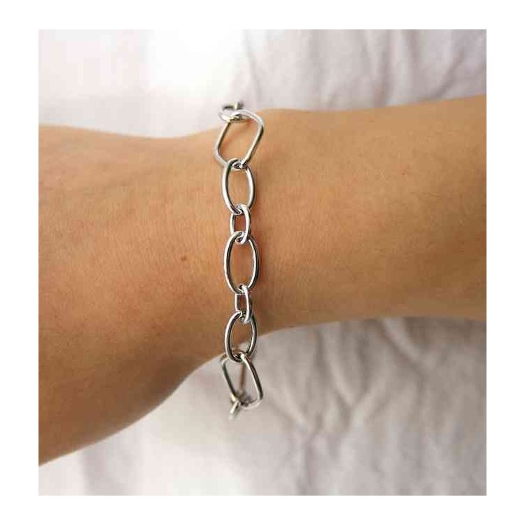 RMB|Woman bracelet in 925 silver oval and rhombus wrist 16.5 cm