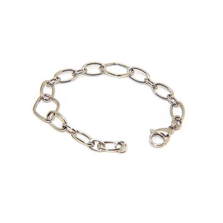 RMB|Woman bracelet in 925 silver oval and rhombus wrist 16.5 cm