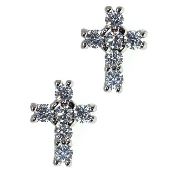 RMB|Orecchini argento 925 a croce con zircone bianco 10x8 marca NALBORI