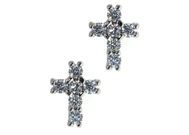 RMB|925 silver cross earrings with cubic zirconia stones white 10x8