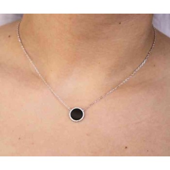 RMB|NALBORI collana donna argento 925 onice nero tondo 12,5 mm