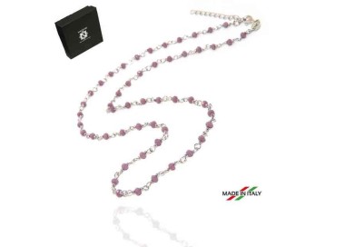 RMB|925 silver necklace with 3.5 mm Marseille crystal handmade 50 + 4 light mauve