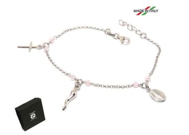 RMB|NALBORI Rosary bracelet in 925 sterling silver Madonna horn cross - pink