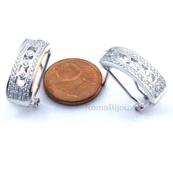 RMB|925 sterling silver earrings with omega binary central locking with 3 zircons from 1 mm