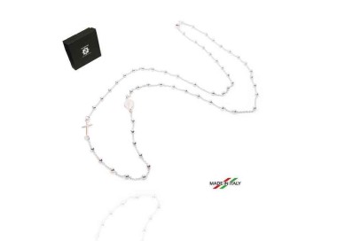RMB|NALBORI collana rosario lunga in Argento 925 palline 3 mm - 70 cm