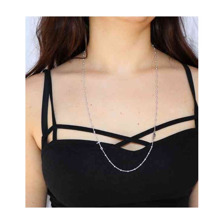RMB|NALBORI collana rosario lunga in Argento 925 palline 3 mm - 70 cm