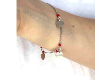 RMB|NALBORI Bracciale donna argento 925 con ciondoli cuore e cristallo rosso