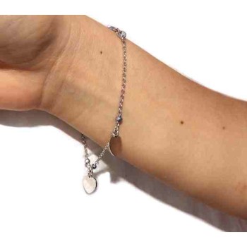 RMB|925 silver women's bracelet with heart pendants, hematite crystal