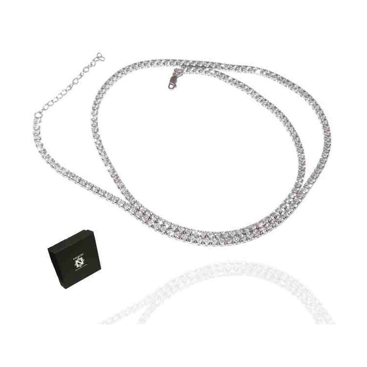 RMB|RomaBijoux | 925 silver tennis necklace 60 + 5 cm long - 3 mm zk stones