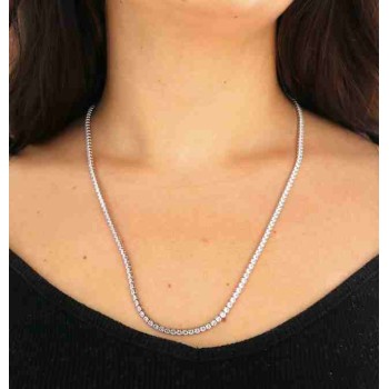 RMB|RomaBijoux | 925 silver tennis necklace 60 + 5 cm long - 3 mm zk stones