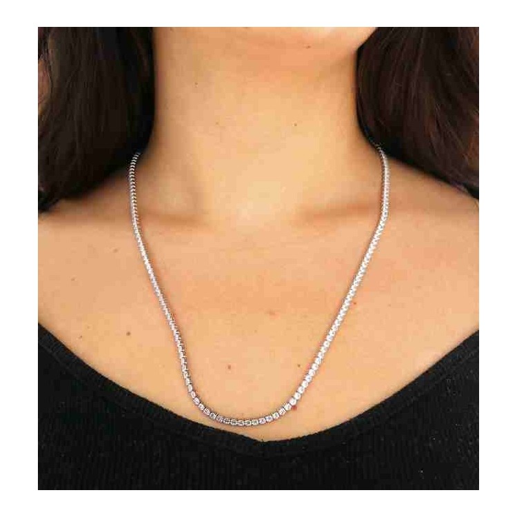 RMB|RomaBijoux | 925 silver tennis necklace 60 + 5 cm long - 3 mm zk stones