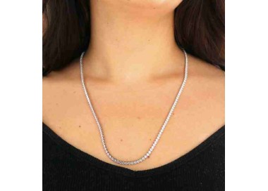 RMB|RomaBijoux | 925 silver tennis necklace 60 + 5 cm long - 3 mm zk stones