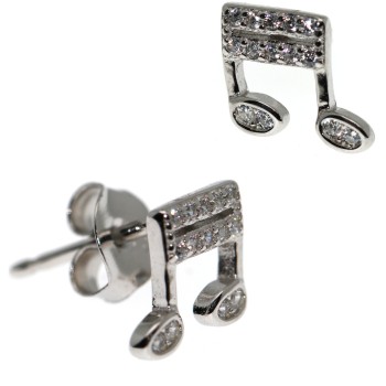 RMB|Earrings in 925 silver with musical notes and white zircons