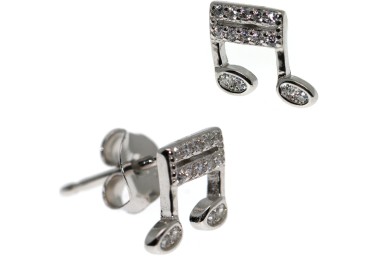 RMB|Earrings in 925 silver with musical notes and white zircons