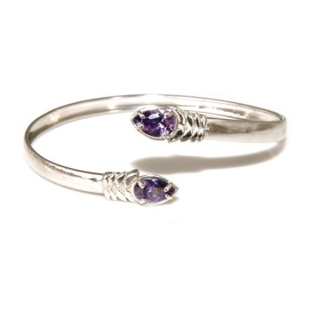 RMB|RomaBijox | SILVER 925: Woman slave bracelet open contrarie purple zircon drop 4 griffe