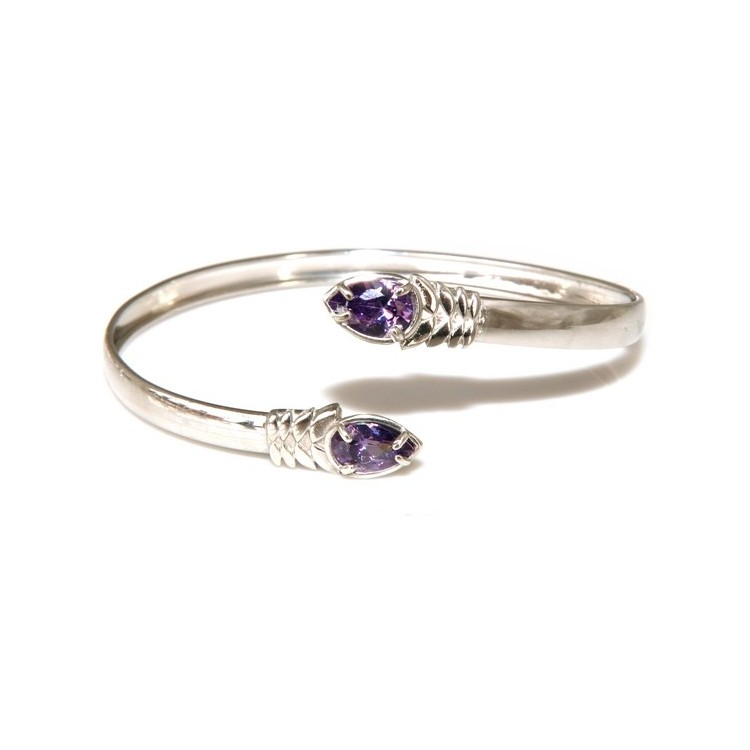 RMB|NALBORI | Bracciale argento 925 schiava  contrarie' zirconi viola 4 griffe (NBRA40)