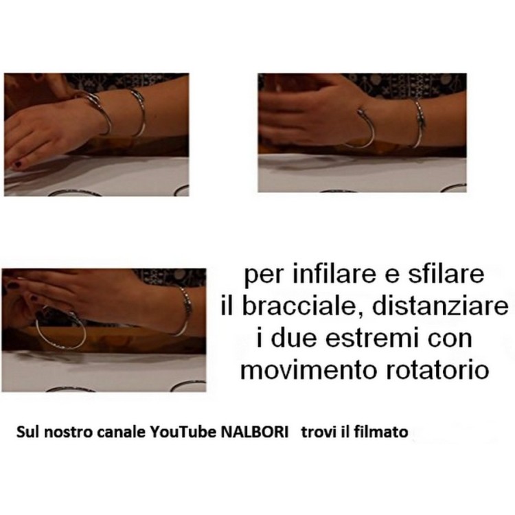 RMB|Bracciale schiava argento 925 contrarie' zircone viola goccia 4 griffe