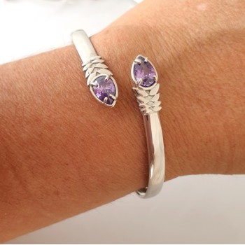 RMB|NALBORI | Bracciale argento 925 schiava  contrarie' zirconi viola 4 griffe (NBRA40)