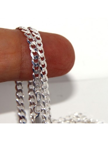 ARGENTO 925 : Girocollo collana o bracciale uomo donna grumetta diamantata 3mm chiara sbiancata