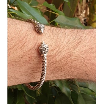 RMB|NALBORI Cable open rigid cable bracelet with lion