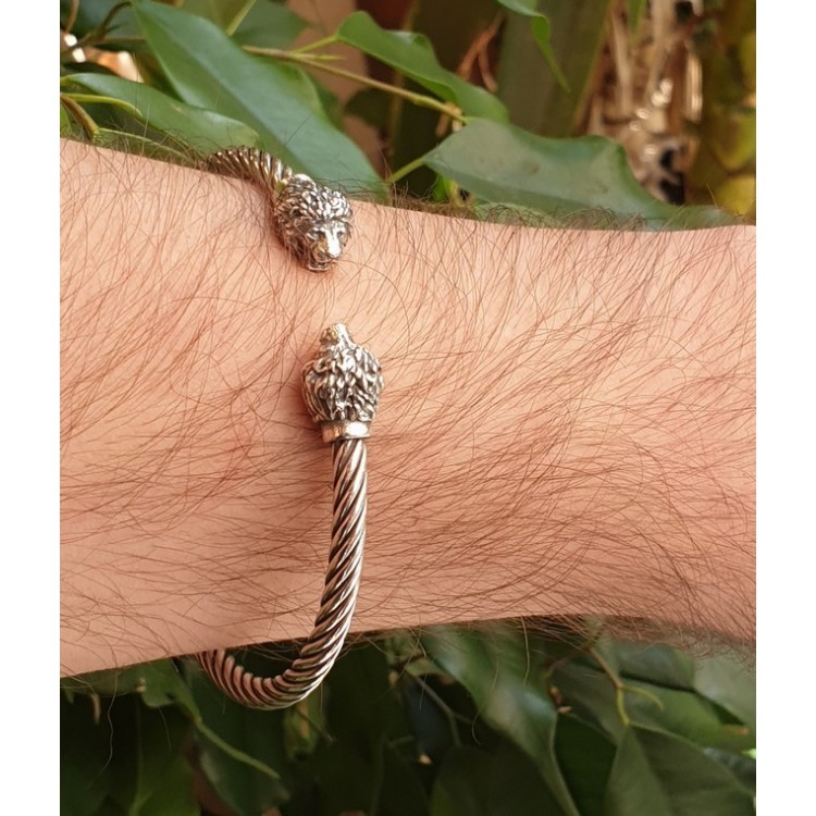 RMB|NALBORI Cable open rigid cable bracelet with lion