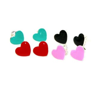 RMB|925 silver earrings with enameled heart 10mm