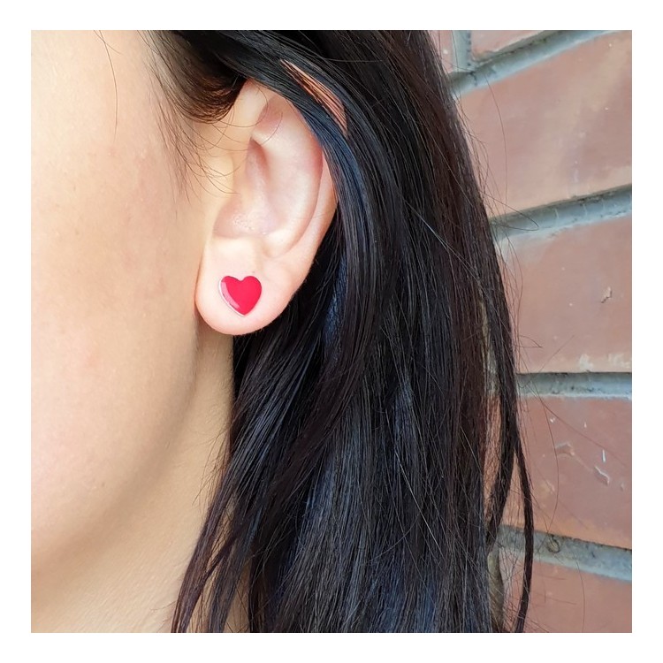RMB|orecchini argento 925 con cuore smaltato 10mm di NALBORI