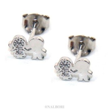 RMB|Argento 925 : orecchini donna zirconi bianchi bambino e bambina
