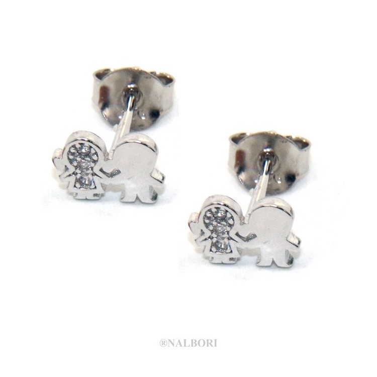 RMB|Argento 925 : orecchini donna zirconi bianchi bambino e bambina