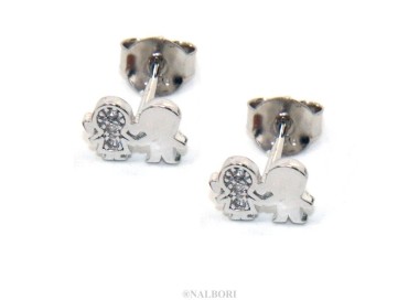 RMB|Argento 925 : orecchini donna zirconi bianchi bambino e bambina