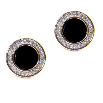 RMB|NALBORI 925 silver stud earrings onyx and zircons 12 mm
