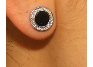 RMB|NALBORI 925 silver stud earrings onyx and zircons 12 mm