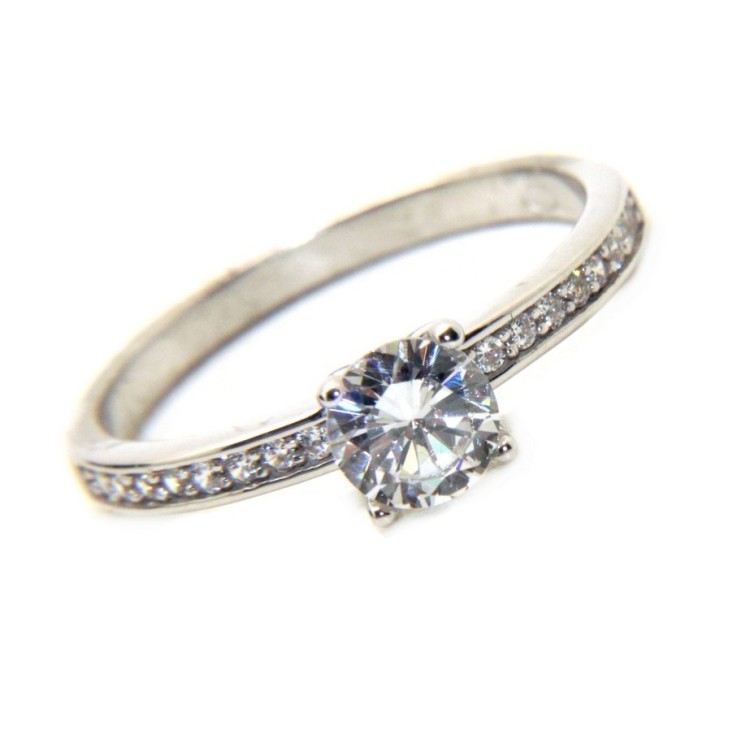RMB|NALBORI 925 silver solitaire ring 5 mm with half riviera