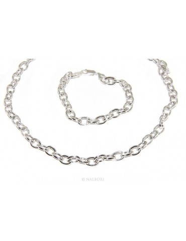 SILVER 925: Choker necklace or bracelet clear oval rings women bleached