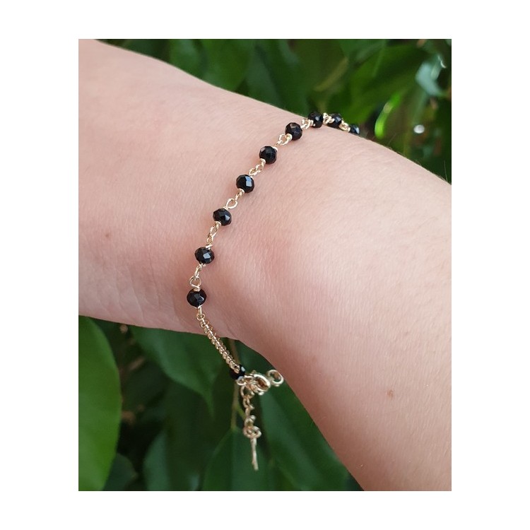 RMB|Bracciale rosario in Argento 925 bagno oro giallo croce a ciondolo NALBORI