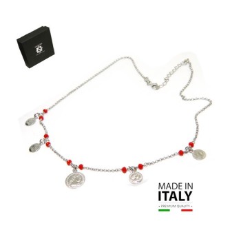 RMB|NALBORI Necklace 925 silver coins red crystal coins