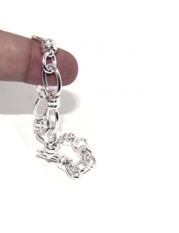 SILVER 925 Clear Oval Knit Woman Bracelet and Washers 17.50 cm