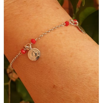 RMB|NALBORI Bracelet Silver 925 red crystal with coin pendants