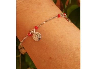 RMB|NALBORI Bracciale Argento 925 cristallo rosso con ciondoli monete